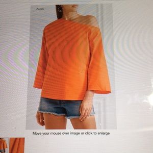 Tibi One-shoulder cotton-poplin top Orange women